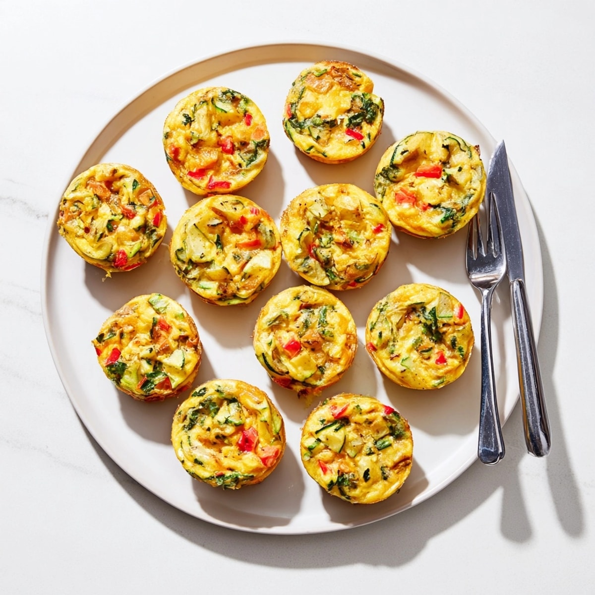 Close-up of a fluffy, savory Egg Muffin, showcasing cheddar and veggie filling.