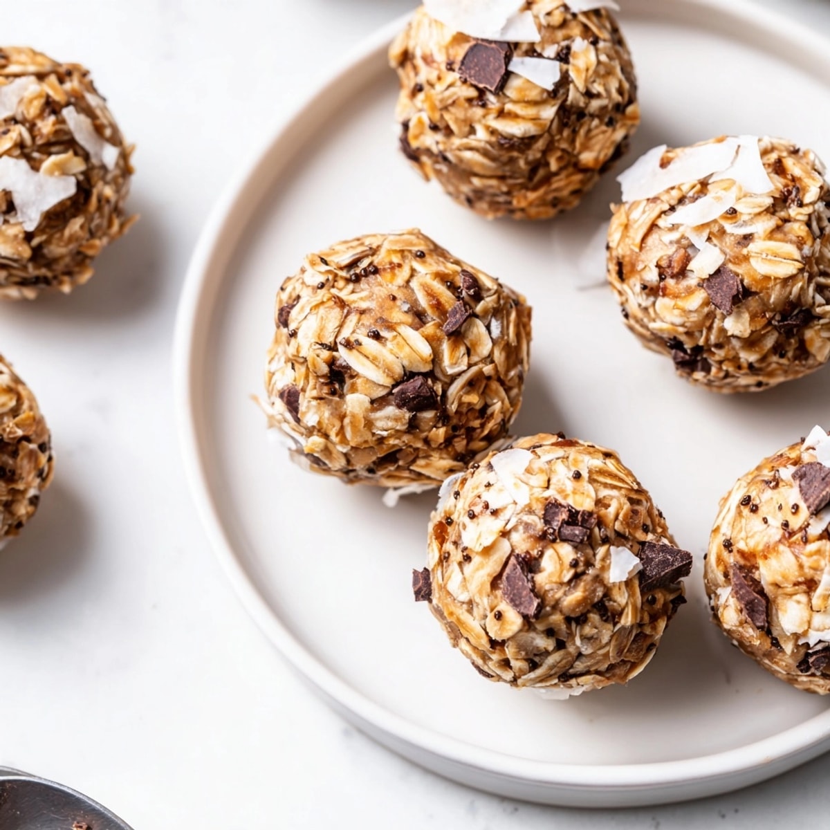 Homemade Energy Oat Bites: a batch of glistening, nutty snacks on parchment, ready to eat.