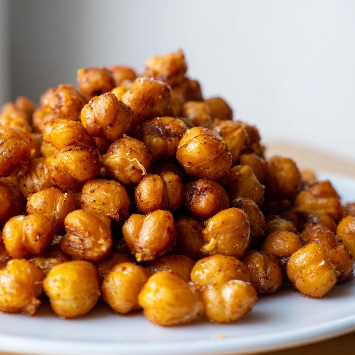 A bowl of savory, aromatic Spicy Roasted Chickpeas, perfect for healthy snacking and sharing.