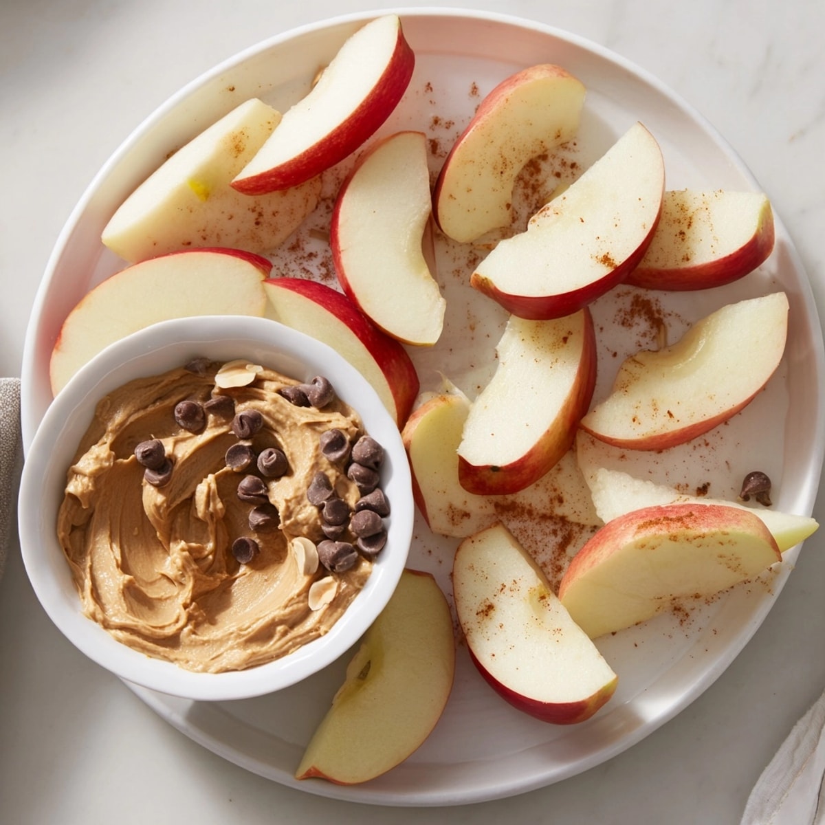 Crisp apple slices arranged with a creamy peanut butter dip for wholesome Apple Peanut Butter Dippers.