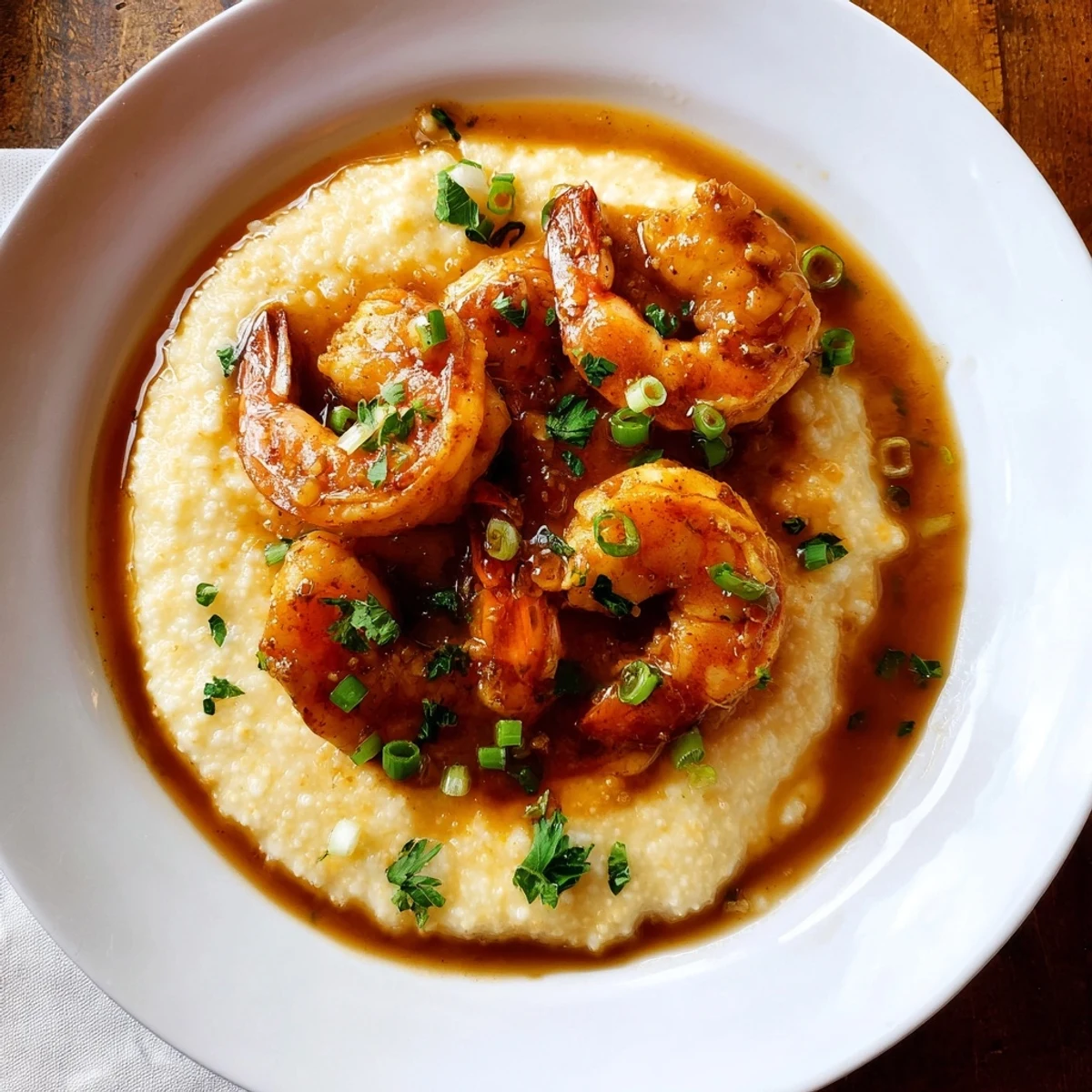 Savory Spicy Cajun Shrimp and Grits, offering a Southern comfort food experience with a flavorful kick and creamy texture.
