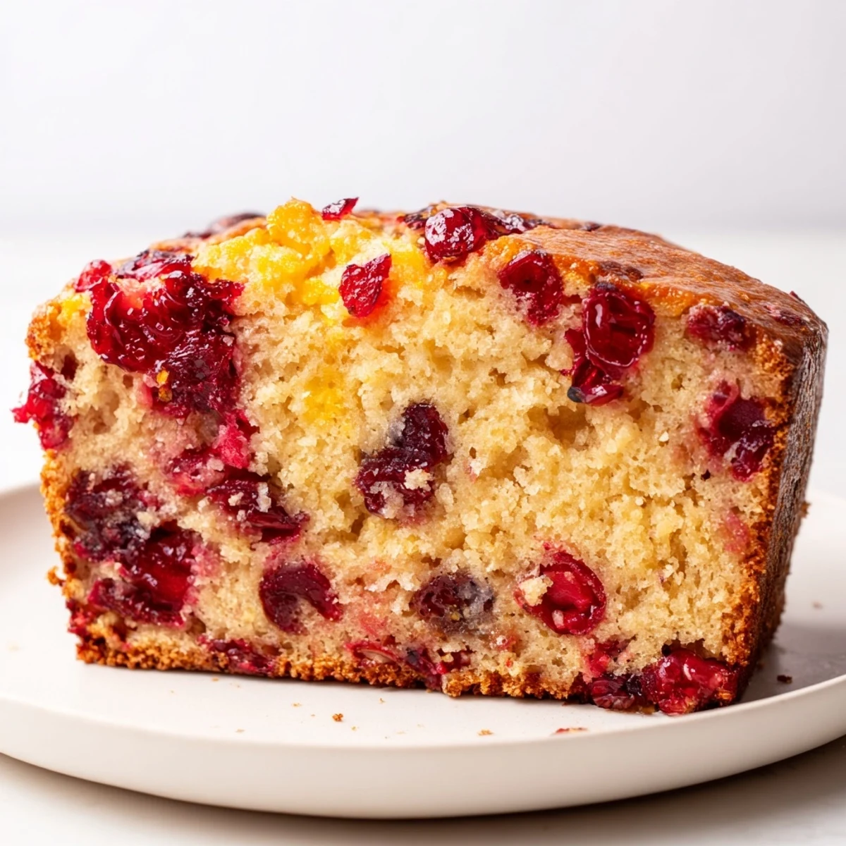Warm cranberry bread fresh from the oven, offering a delightful combination of sweet and tangy flavors.