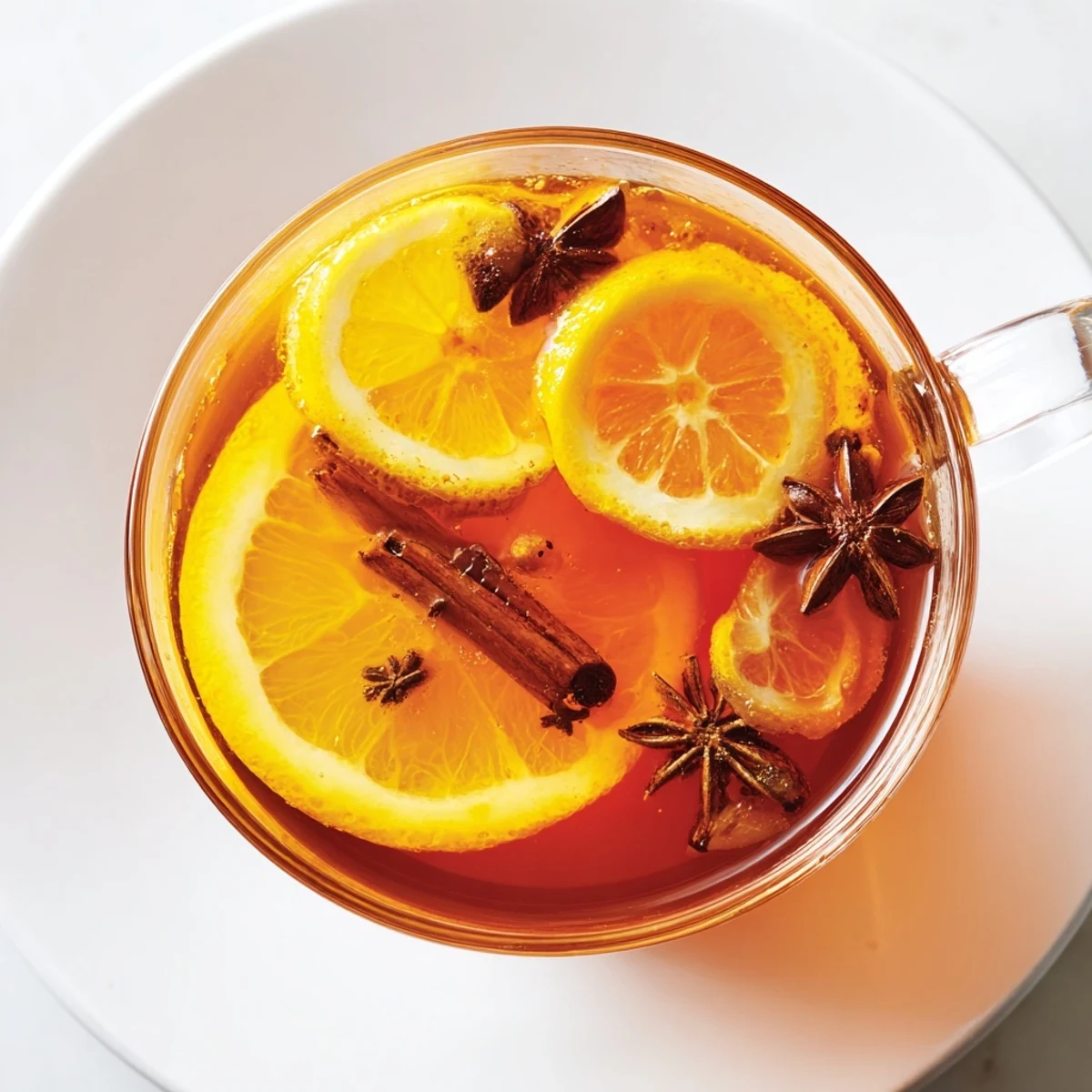 Festive spiced punch: A vibrant, ruby-red drink with citrus garnishes and warming spices for autumn.
