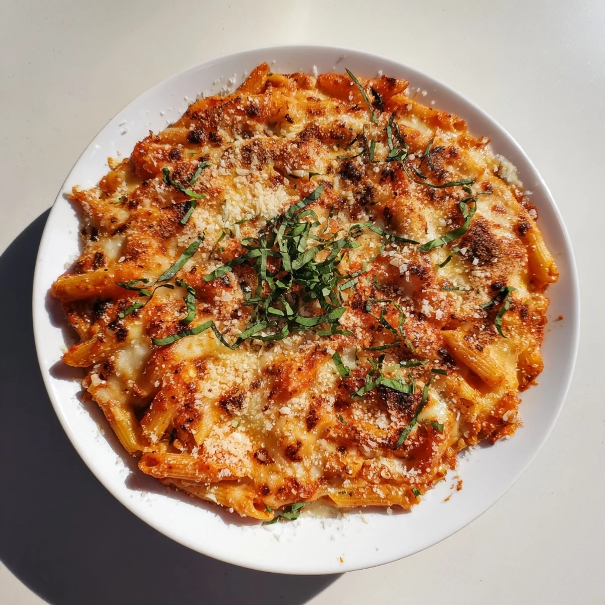 This homemade Baked Ziti features layers of pasta, ricotta, and a rich marinara sauce, piping hot.