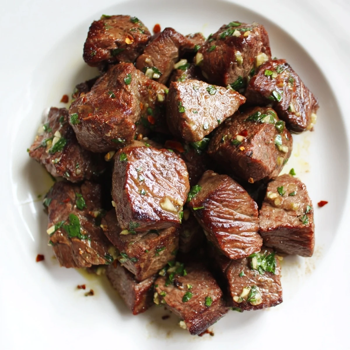 These tempting Garlic Butter Steak Bites are perfectly seared, a juicy, delicious main dish.