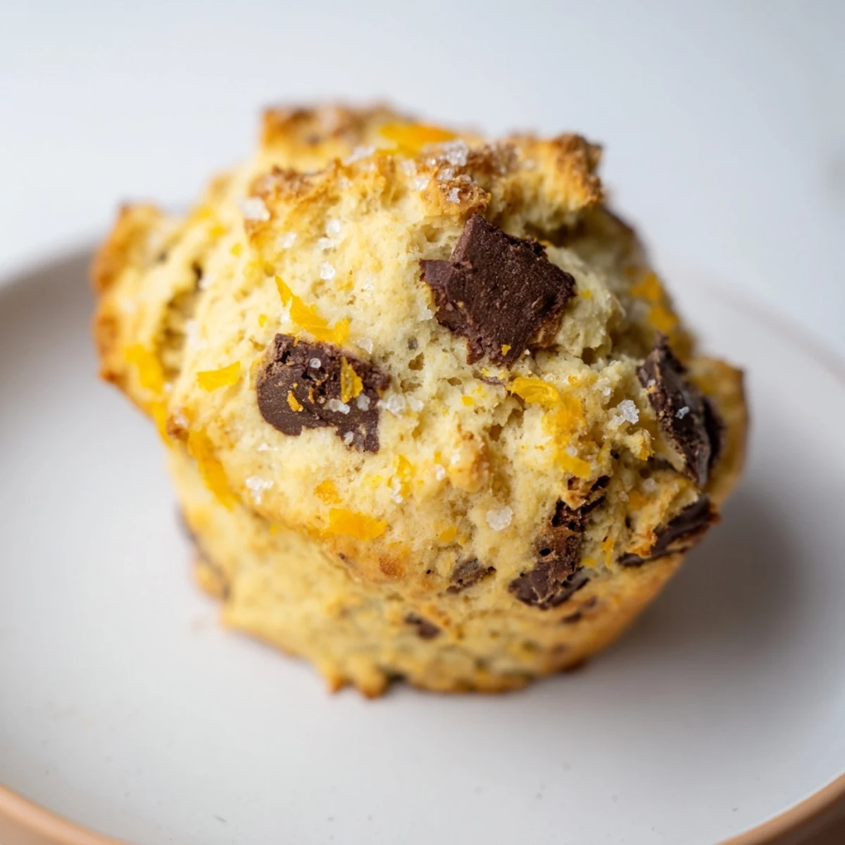Golden-brown Dark Chocolate Orange Scones, perfect for a cozy breakfast with a decadent chocolate crunch.