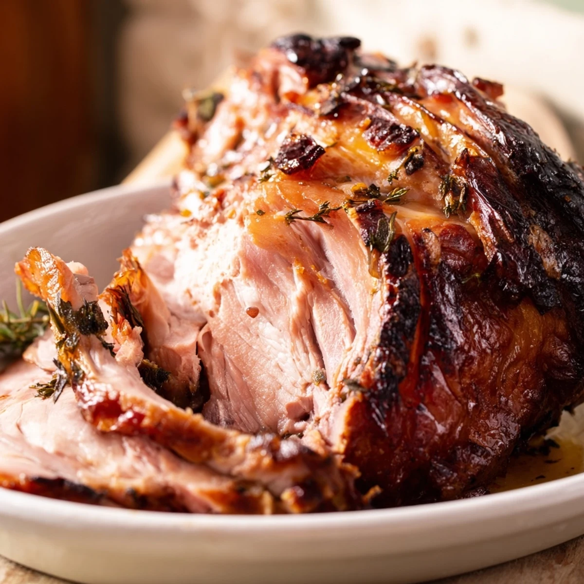 Beautifully plated Garlic Herb Roasted Turkey Breast, served with roasted vegetables and pan gravy.