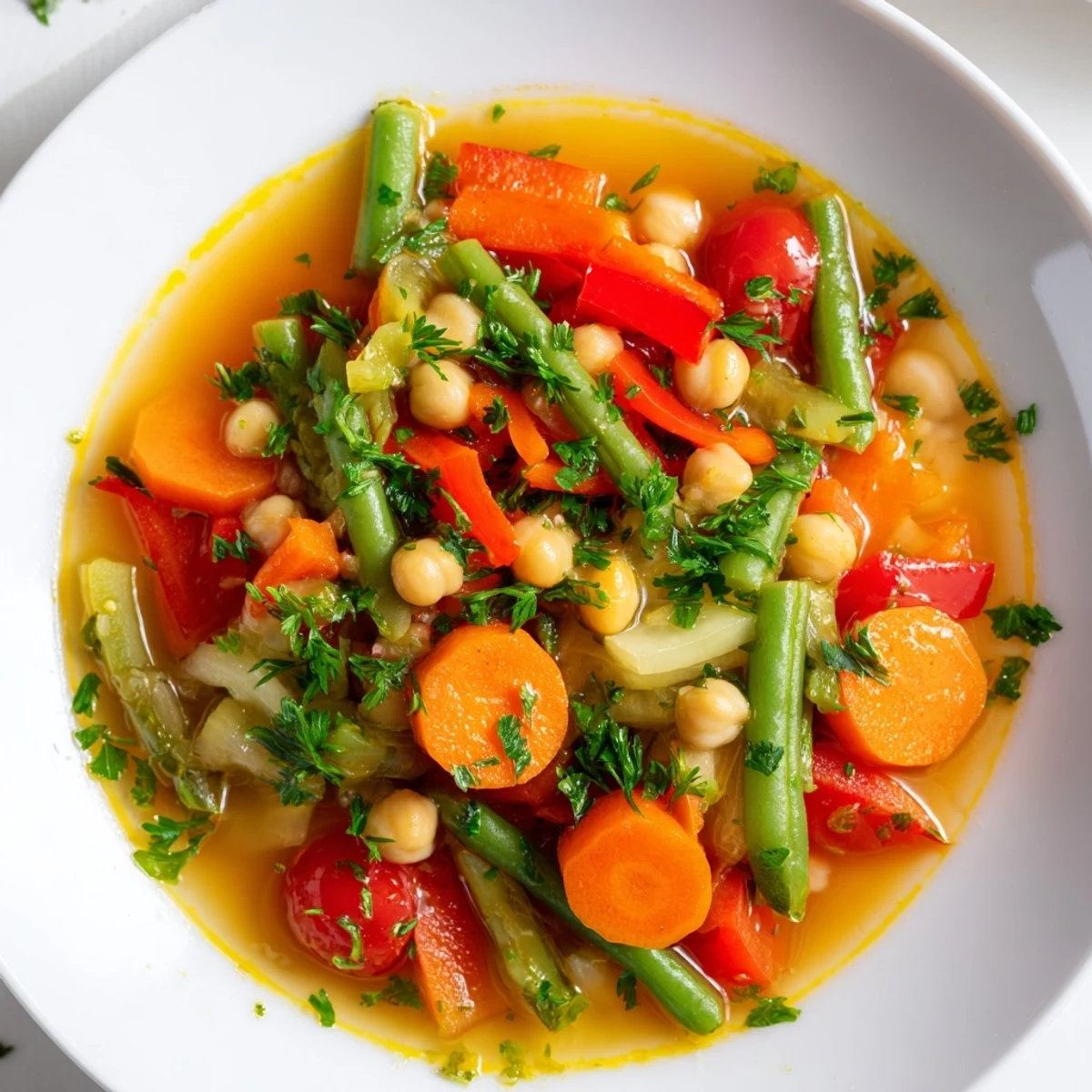 Delicious Savory Vegetable Stew, with fresh parsley garnish, a comforting vegan dish, perfect for crusty bread.