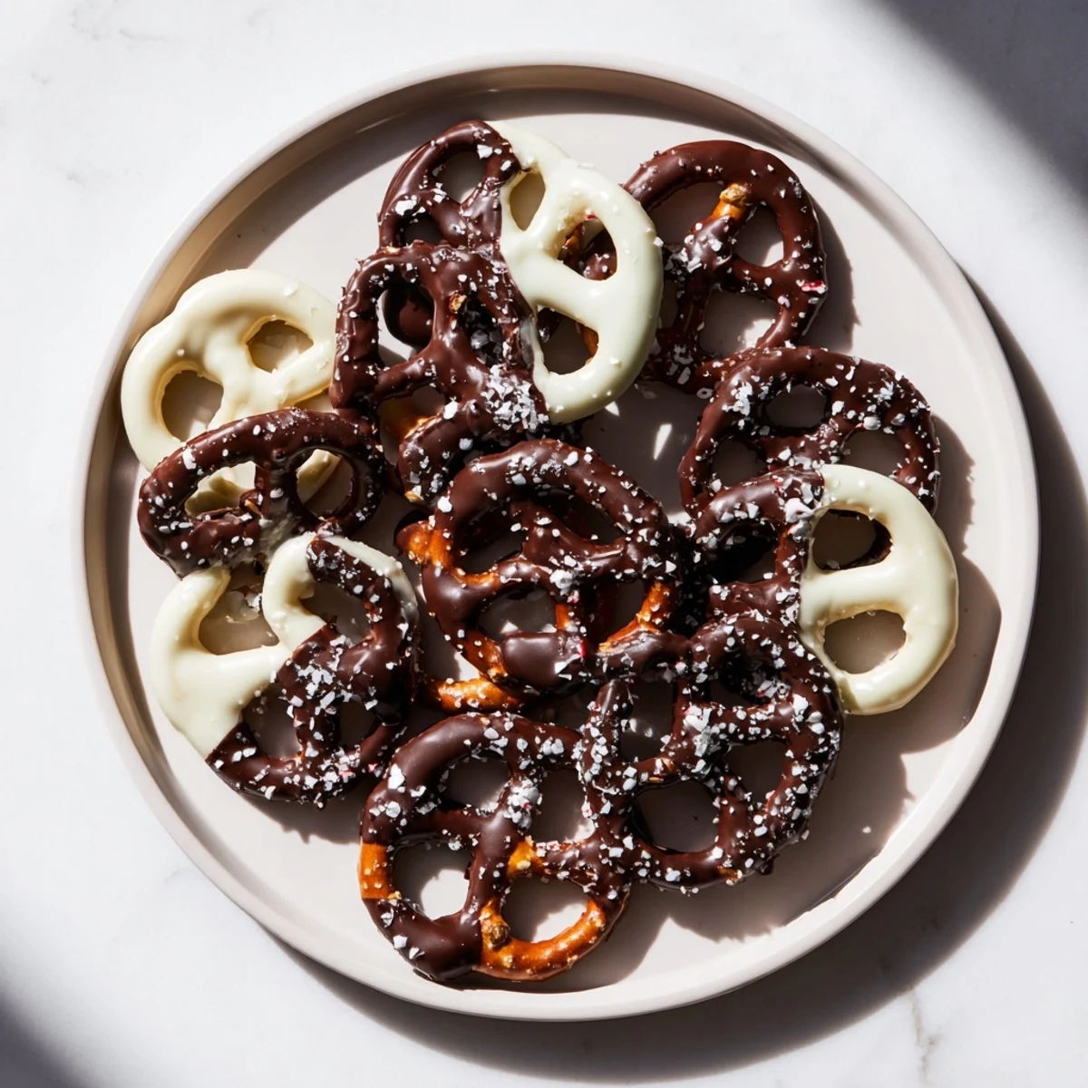 Close-up of freshly made Peppermint Bark Pretzels, perfect for sharing and satisfying your sweet tooth.