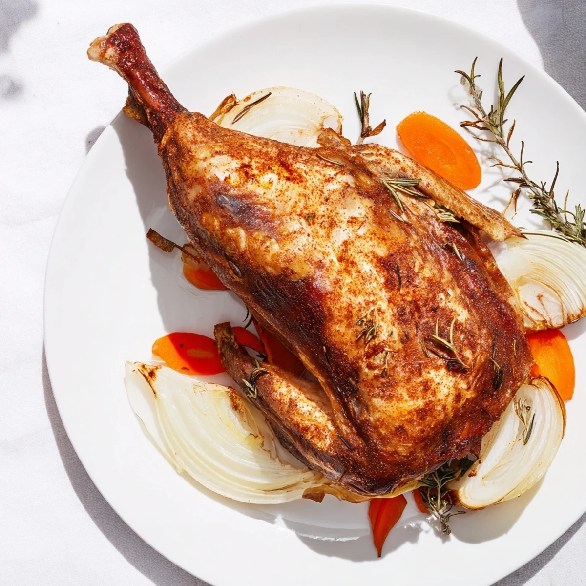 Juicy roasted turkey wing presented on a platter with vegetables, a flavorful American dish.