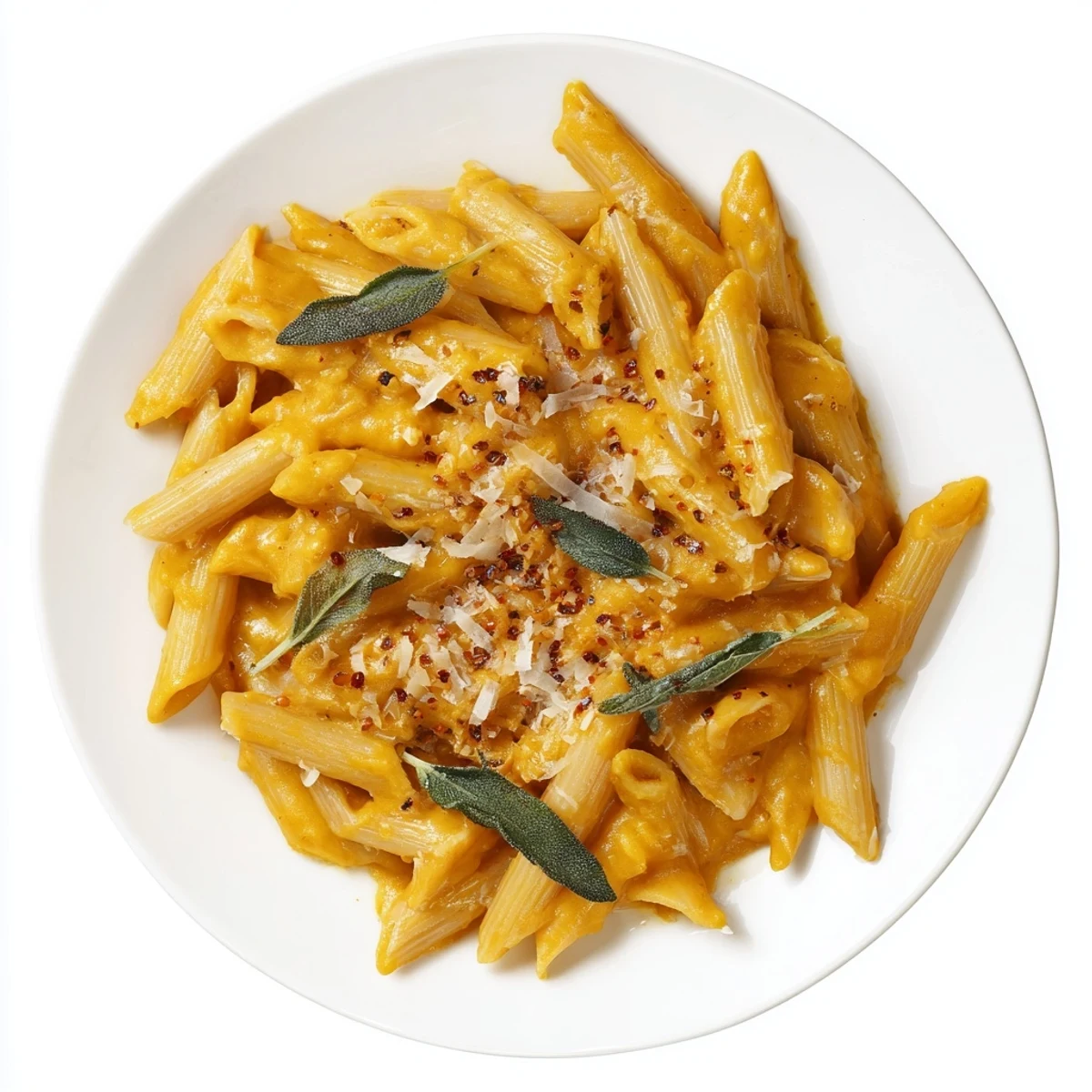 Savory creamy pumpkin pasta, perfectly cooked penne coated in a velvety, rich pumpkin sauce.