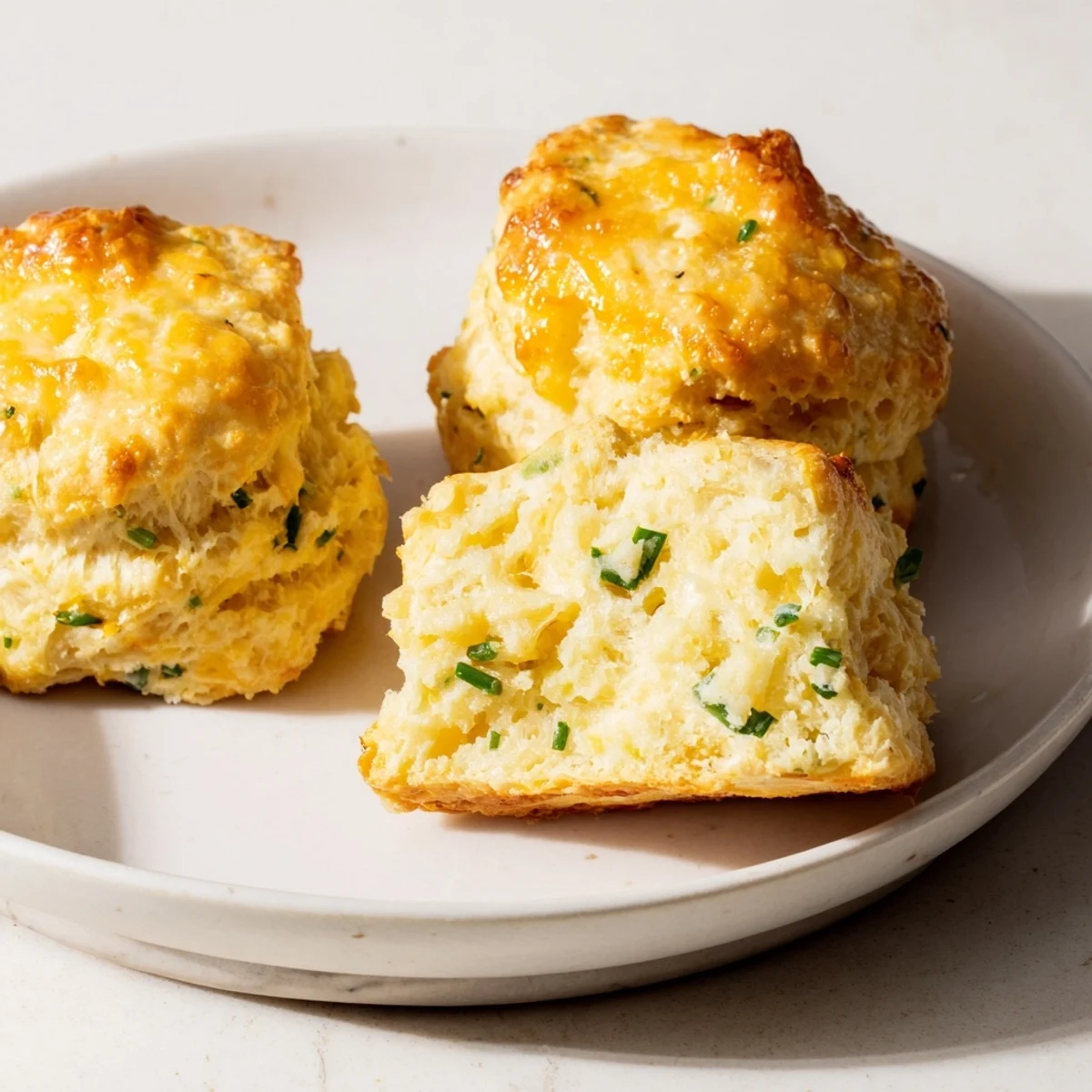 Golden-brown Cheese Scones, fresh from the oven, ready to enjoy with a pat of butter.