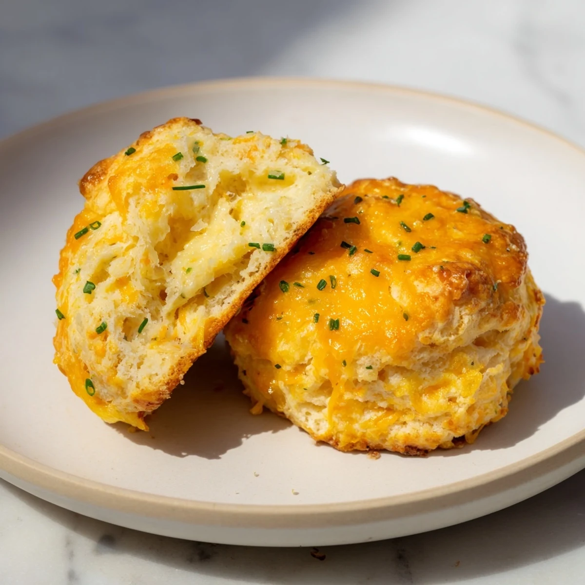 A close-up of warm, flakey Cheese Scones, perfect for a cozy afternoon snack or brunch.