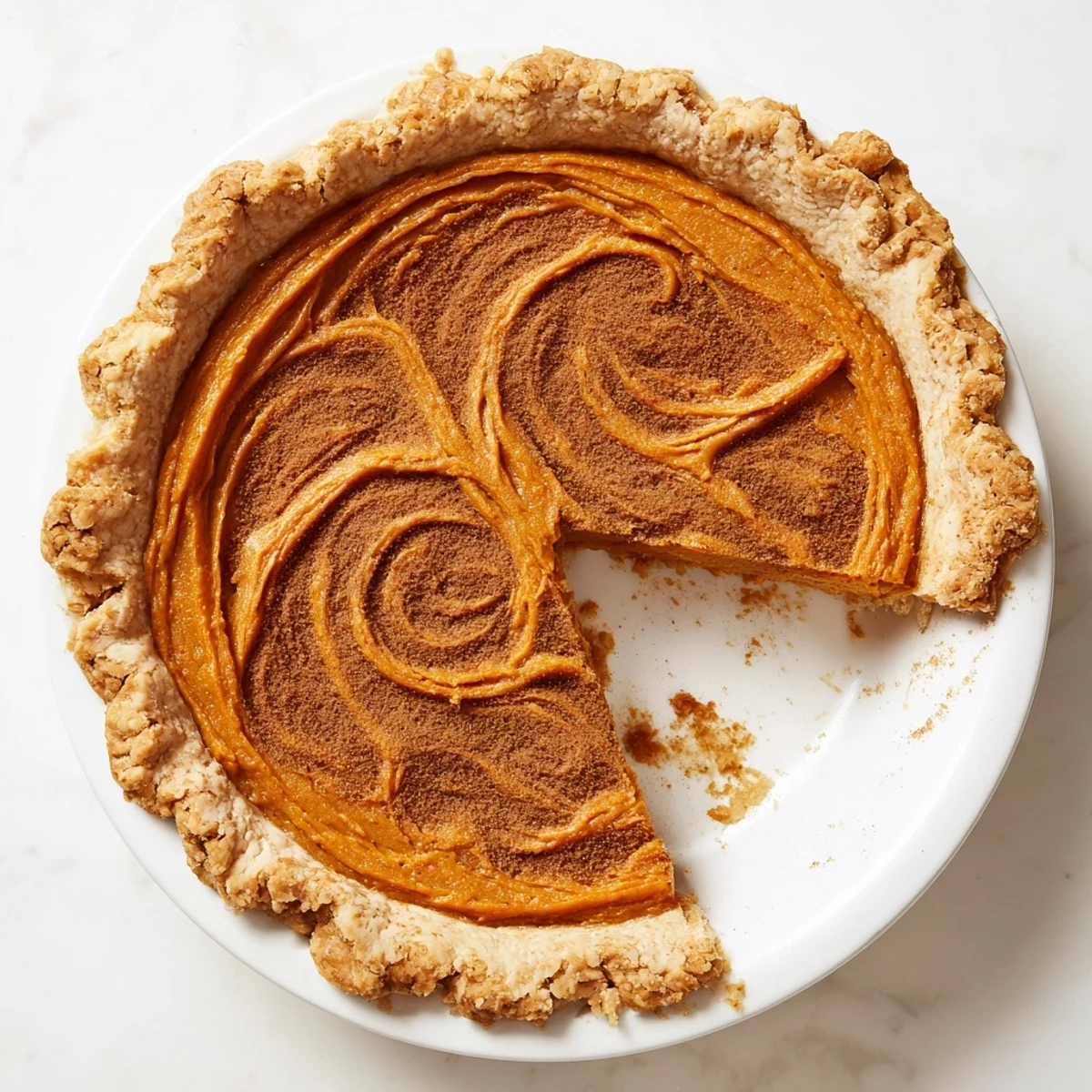 Warm, spiced Sweet Potato Pie presented with a flaky crust, perfect for a cozy holiday treat.