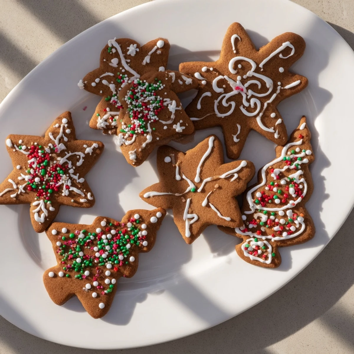 Freshly baked decorated gingerbread, ready to brighten any holiday spread with festive flavors.