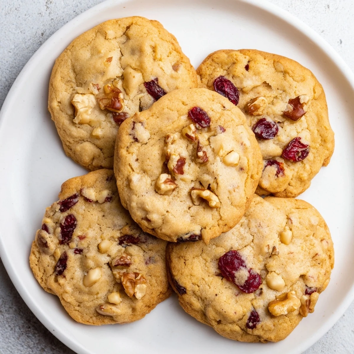 Warm, golden Cranberry Cookies with vibrant red cranberries, perfect dessert treats for sharing.