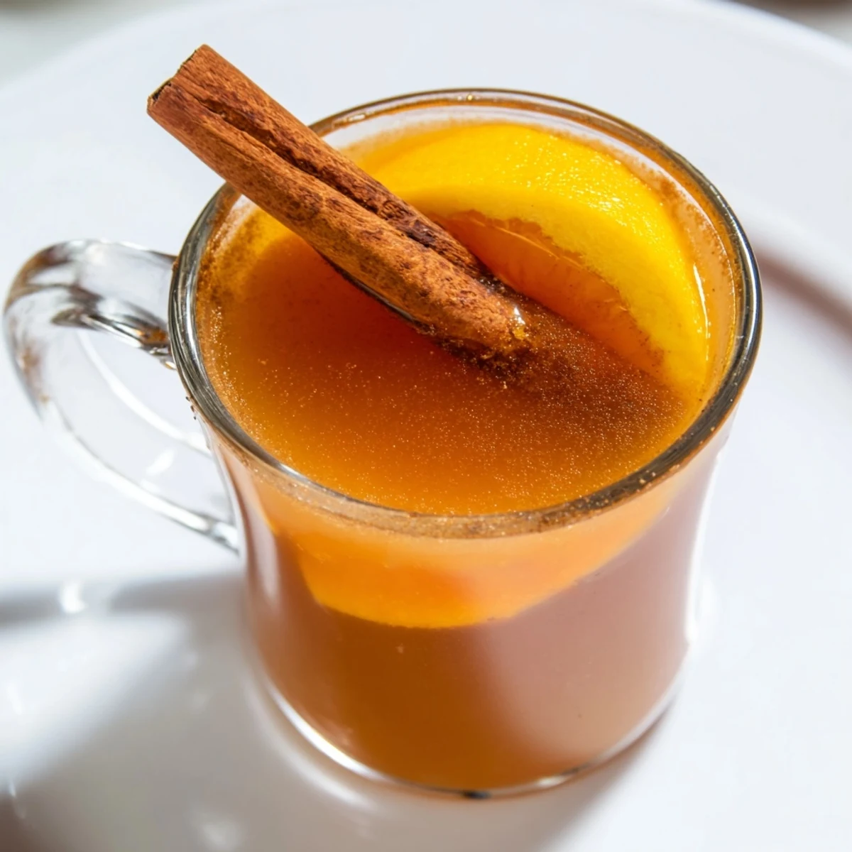 A close-up of a vibrant spiced drink swirling in a glass, with cozy textures and aromas.