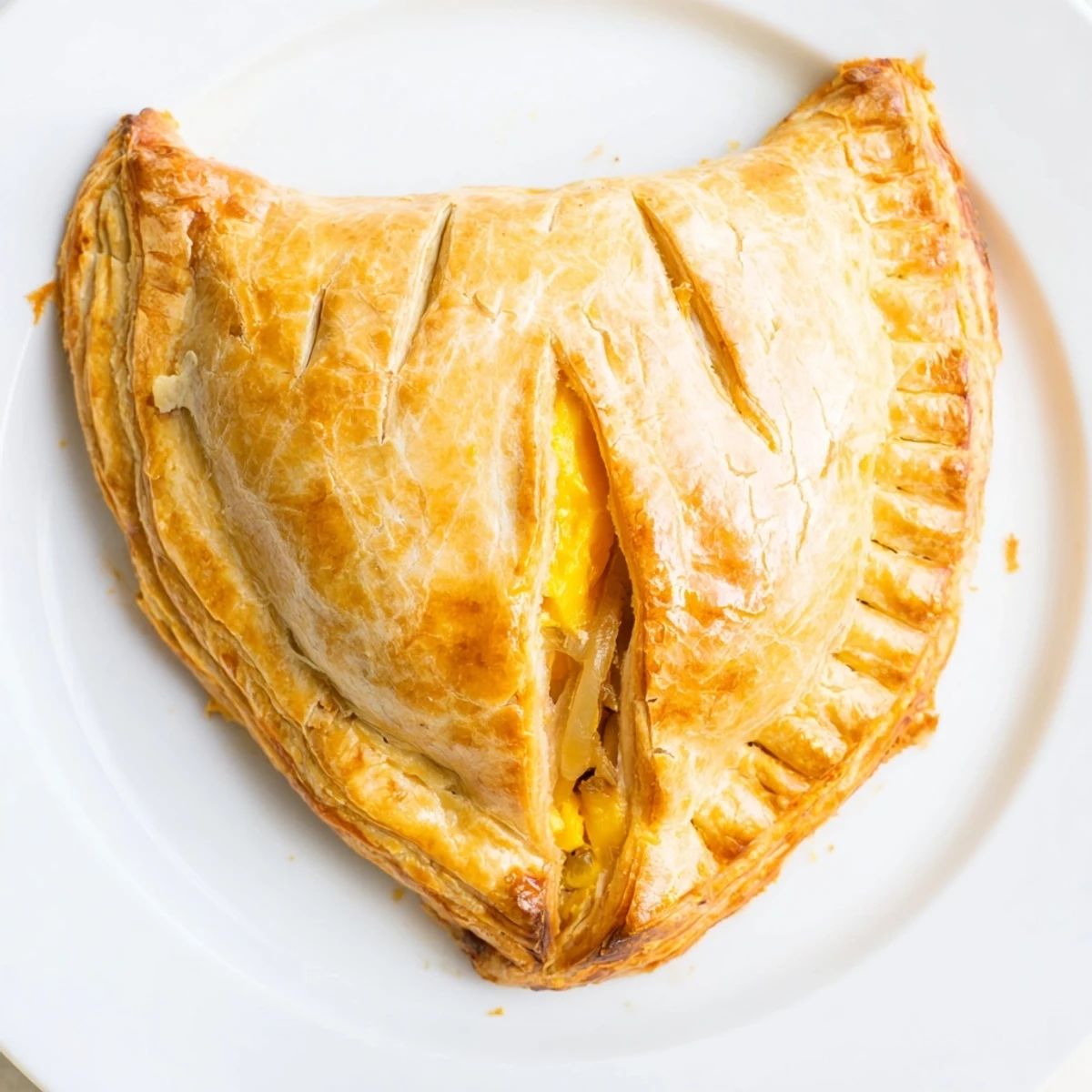 Golden, flaky Savory Cheese and Onion Pasty, bursting with a rich cheese and onion filling.