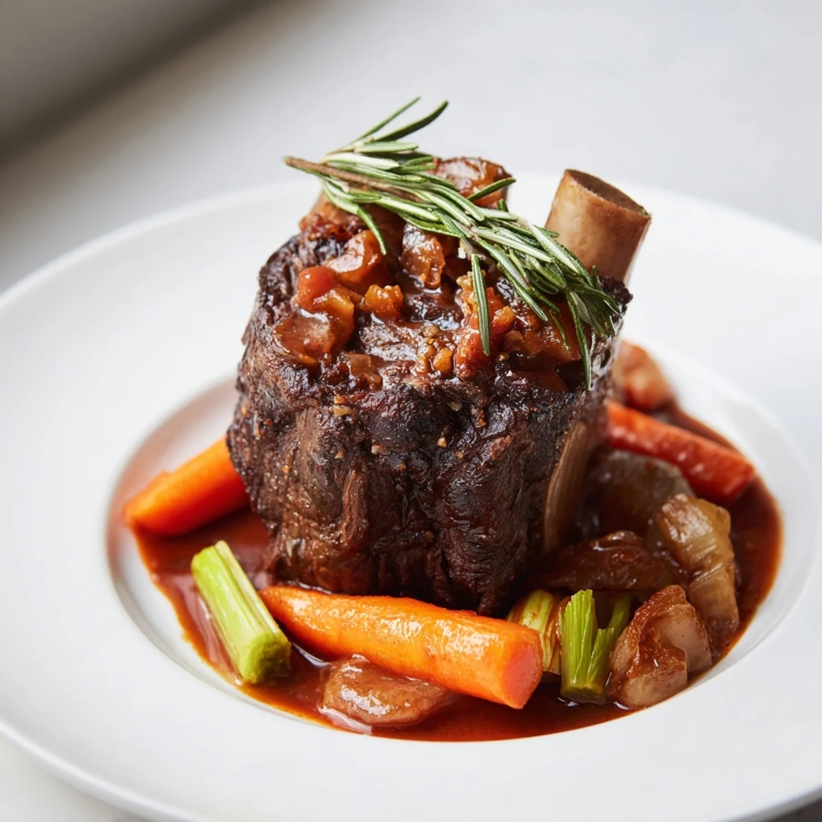 This hearty Slow Cooked Lamb dish features tender meat and a delicious, reduced sauce served.