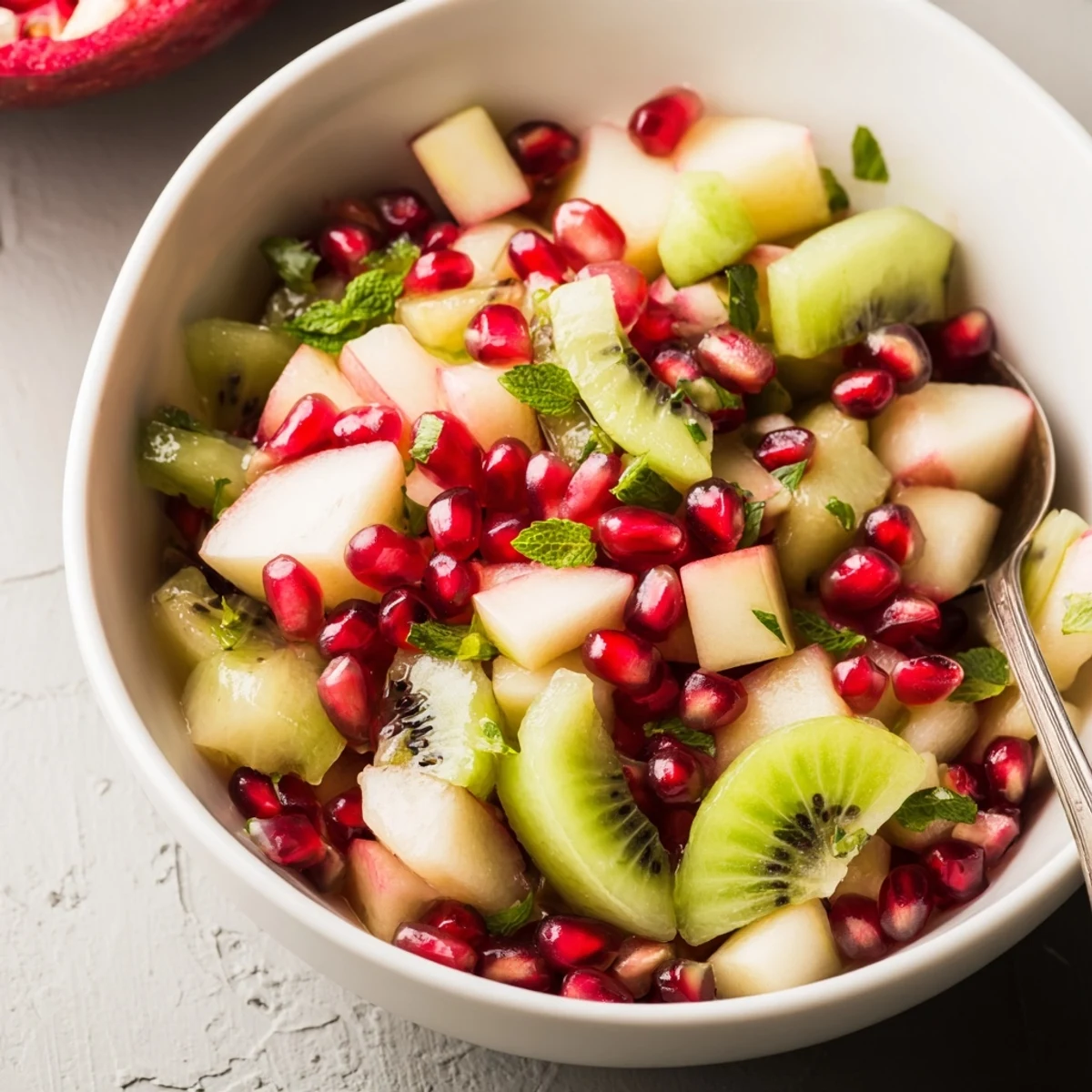 Bright lime zest and honey dressing coat the colorful mixture of grapes, oranges, and pear in this refreshing Winter Fruit Salad with Pomegranate and Lime.