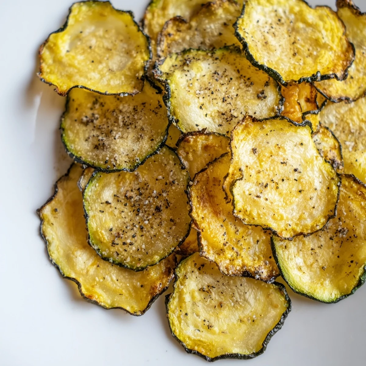 Healthy homemade Crispy Zucchini Chips cooling on a wire rack, ready to be served as a gluten-free snack.