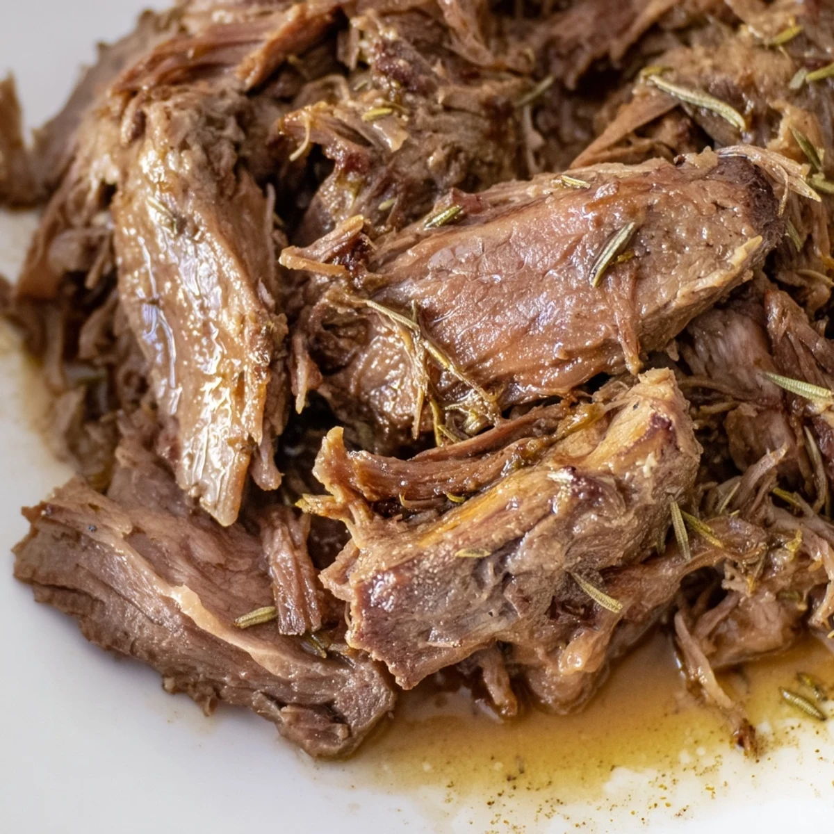 Golden brown Slow Cooker Roast Beef sliced open to reveal juicy, succulent meat, served on a rustic platter with roasted root vegetables.