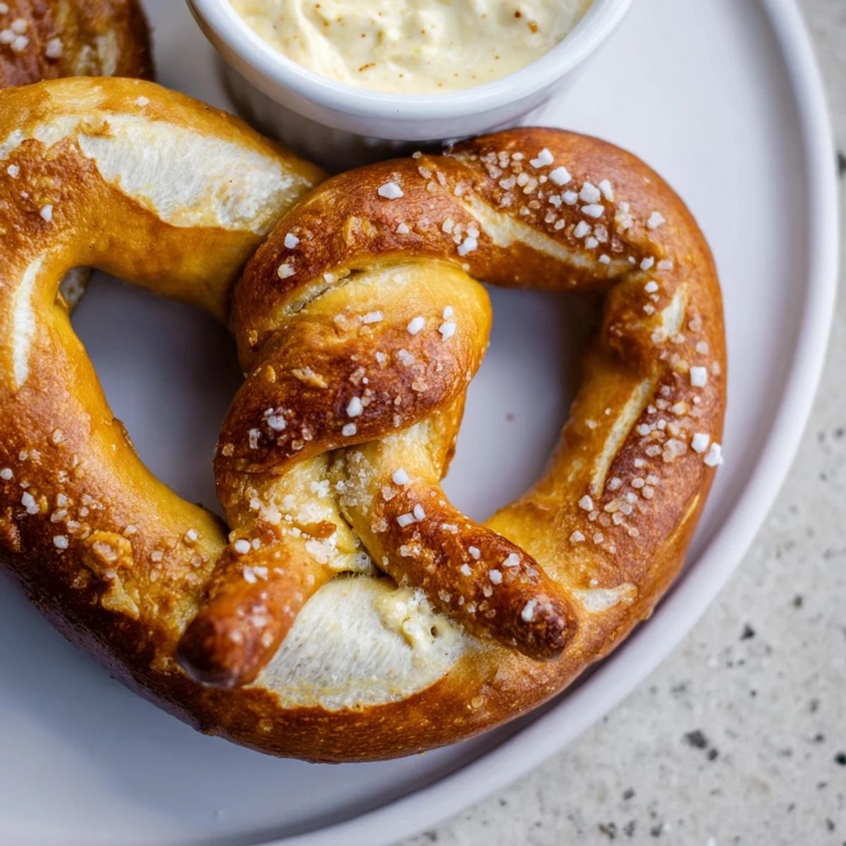 Savory Game Day Soft Pretzels with Cheese Dip, served warm with a side of creamy, melted cheddar.