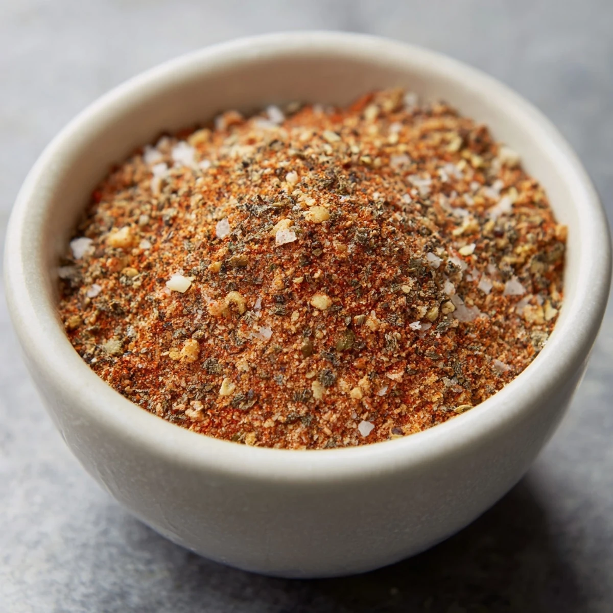This Easy Homemade Taco Seasoning Mix shows spices in a bowl, ready to whisk and store for later use.