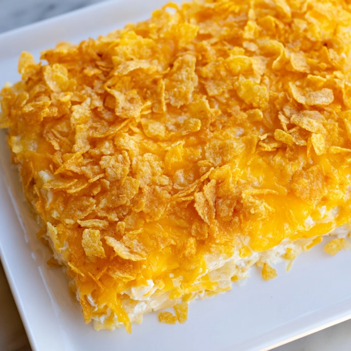 A creamy, cheesy casserole made with hashbrowns, baked until golden and served hot for a crowd.