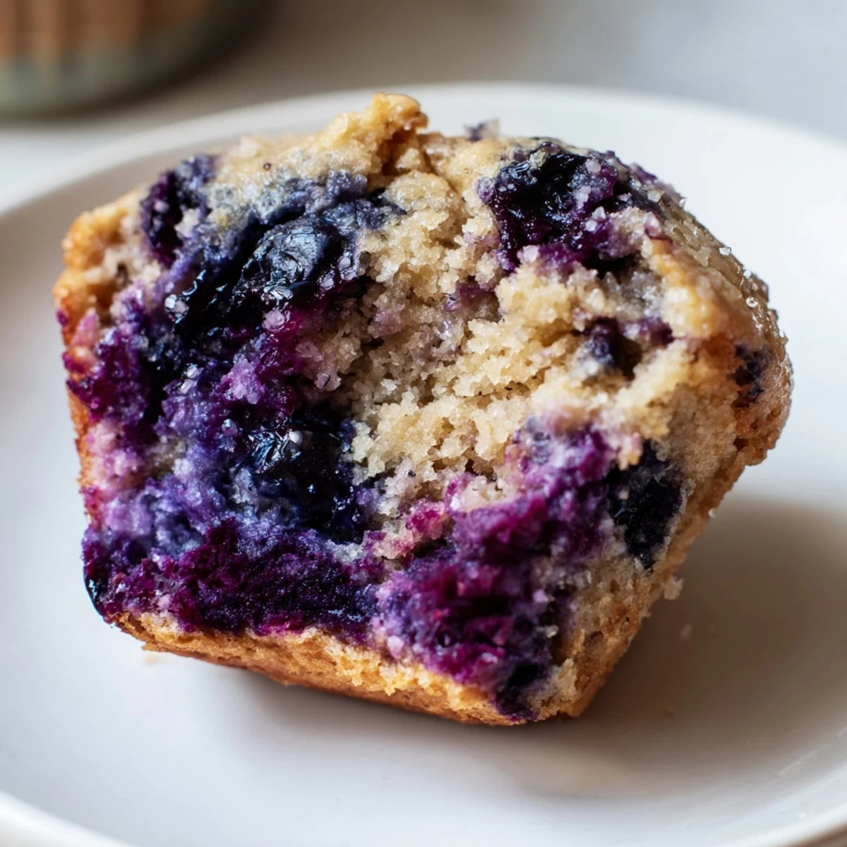 Freshly baked Blueberry Protein Muffins with Greek Yogurt cooling on a wire rack, bursting with juicy blueberries and golden tops.