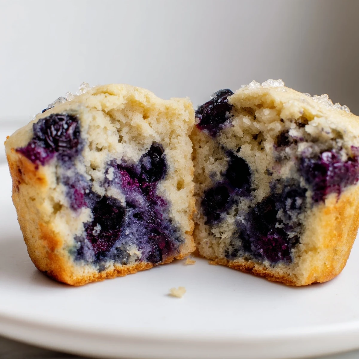 Moist Blueberry Protein Muffins with Greek Yogurt showing a tender crumb and plenty of blueberries, perfect for meal prep.