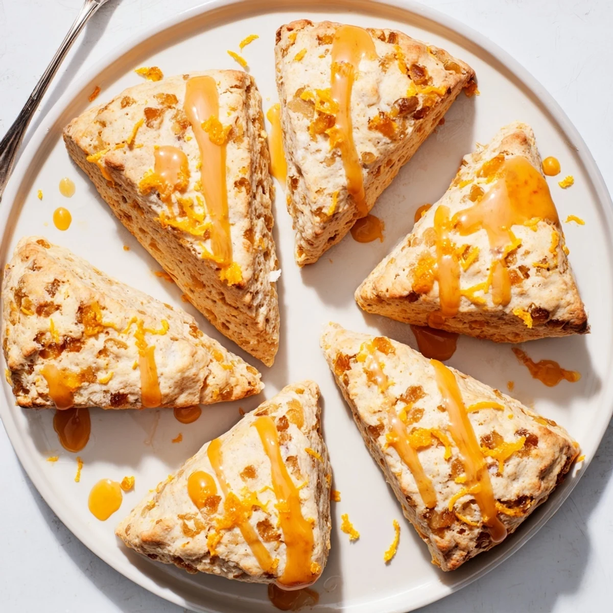 Buttery Candied Ginger Orange Scones studded with chewy ginger pieces, showcasing a tender crumb and citrus aroma.