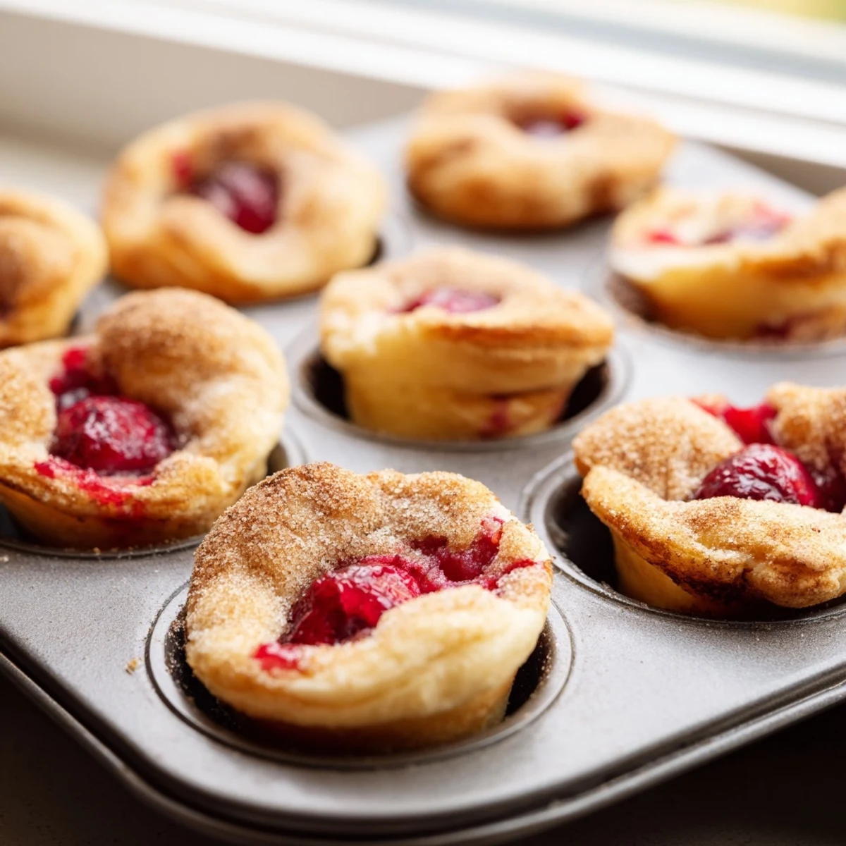 Freshly baked Quick Cherry Pie Bites on a wire rack, perfect for a party dessert or sweet snack.