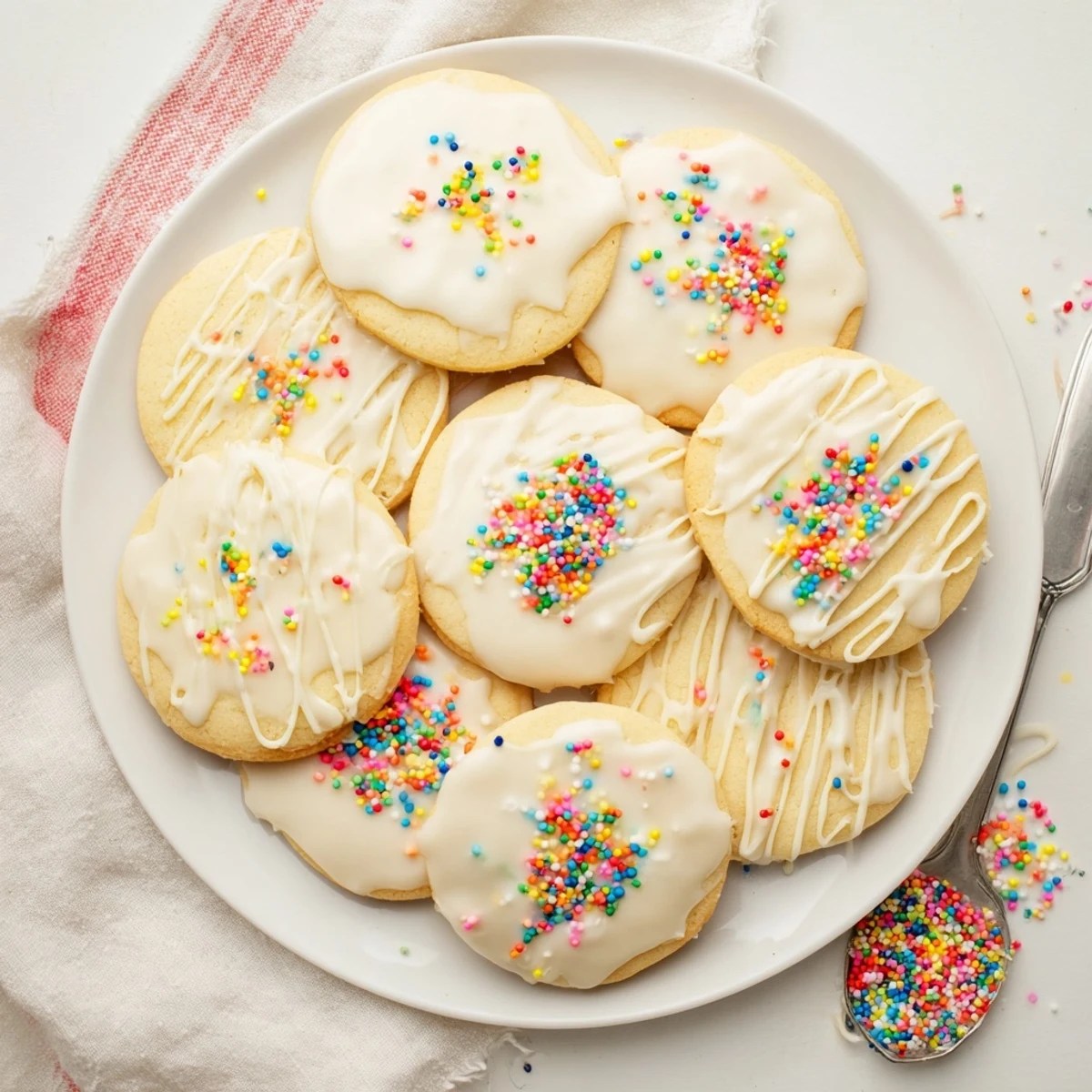 Brightly colored Sugar Cookie Icing is spread smoothly over cookies on a cooling rack.