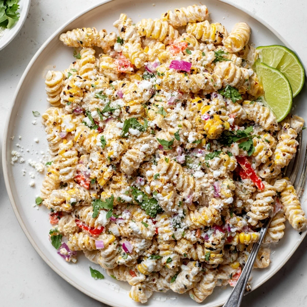 Juicy Street Corn Pasta Salad offers smoky paprika, crisp vegetables, and a zesty, creamy finish.