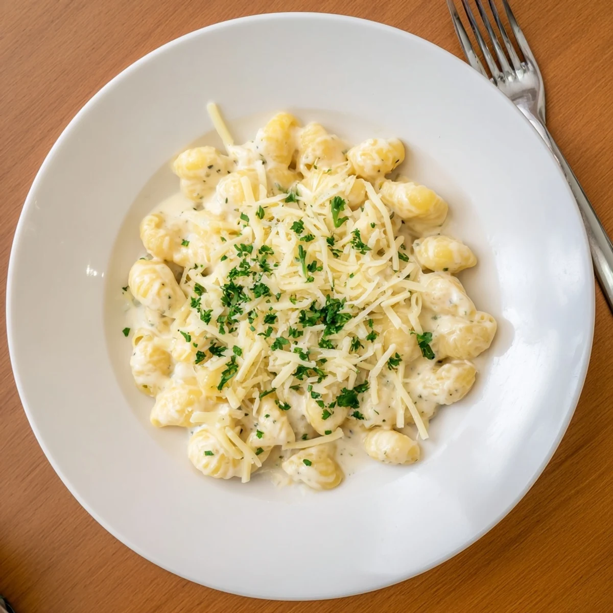 Creamy Boursin mac and cheese with golden breadcrumb topping bubbling in a white baking dish