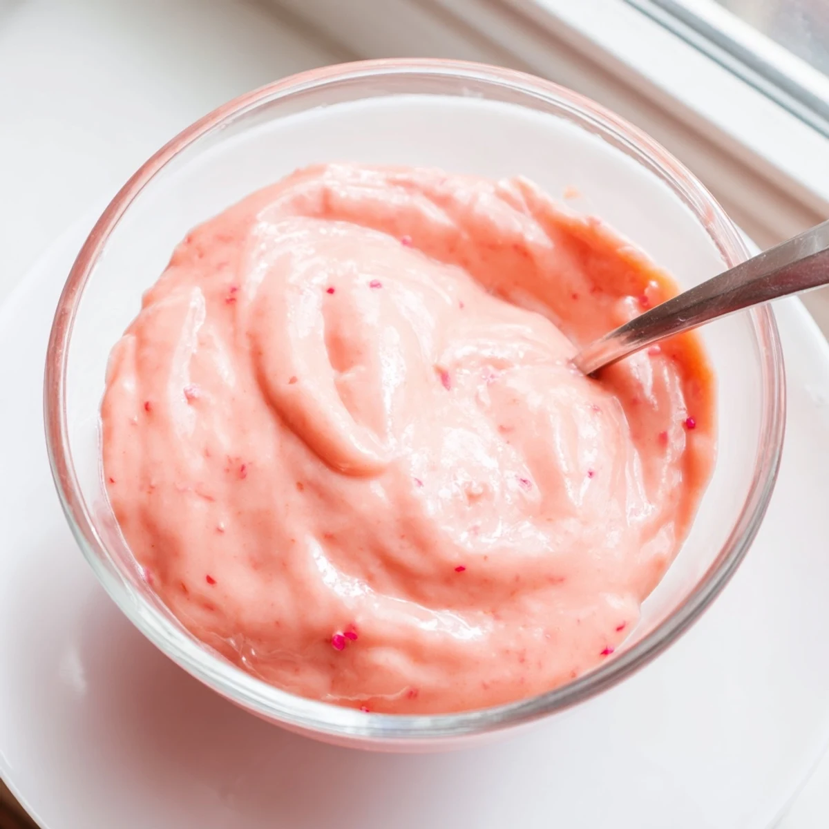 Homemade pink lemon curd spread generously on fresh baked scone for afternoon tea