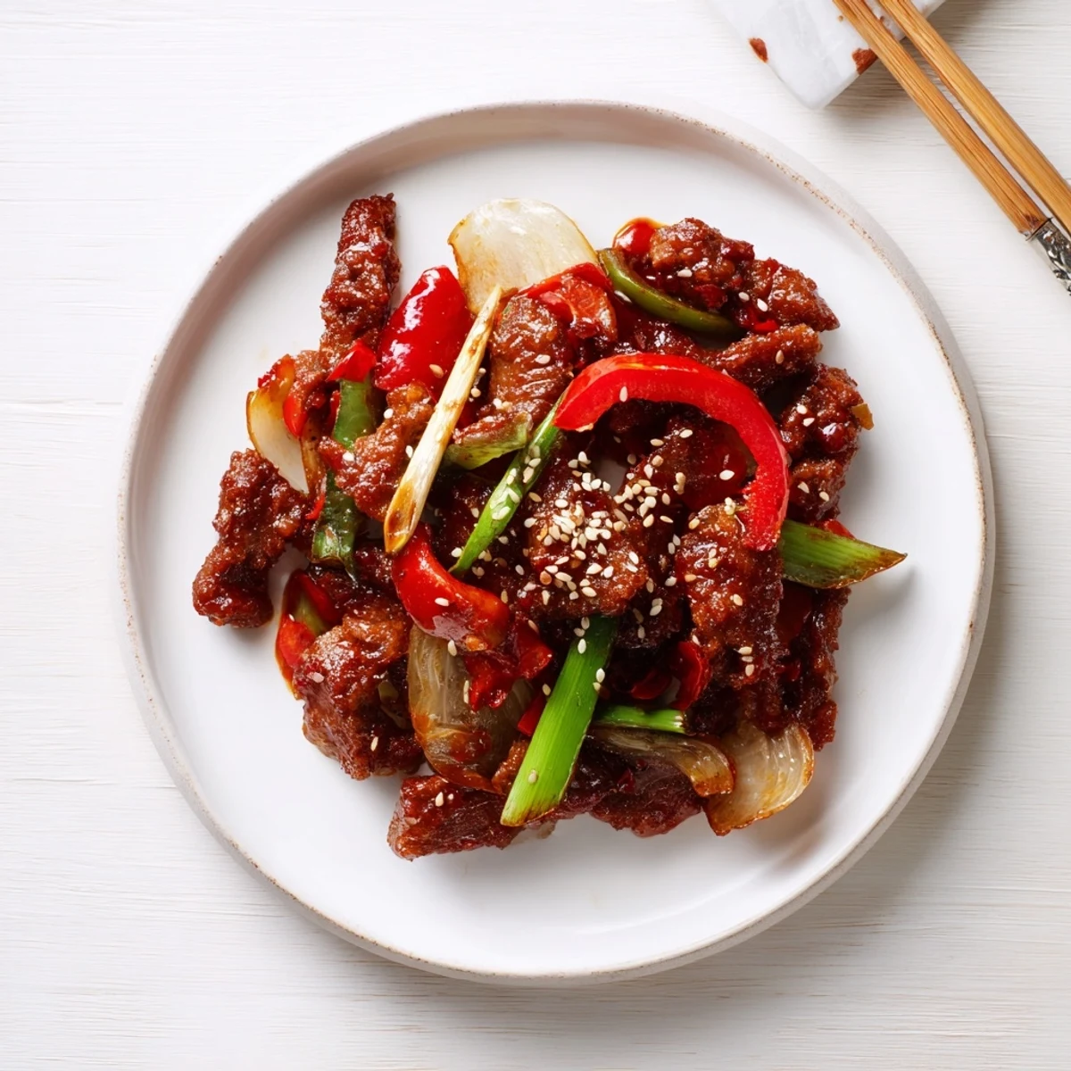 Crispy chilli beef wok-tossed with fresh vegetables in a sticky sweet spicy sauce