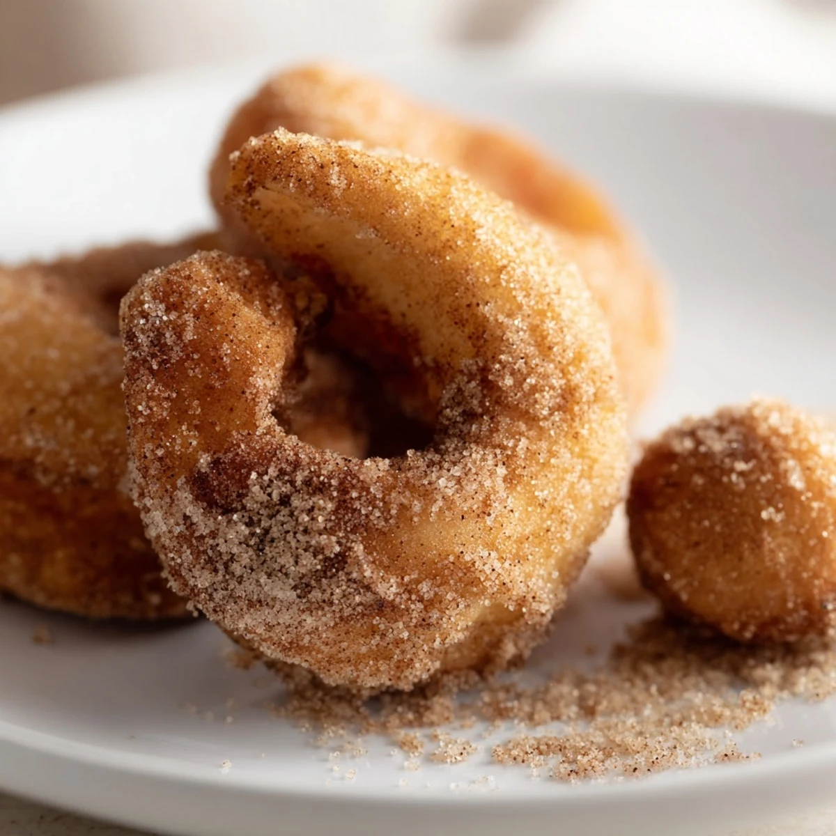 Warm fried donuts dusted with spiced sugar, glistening under kitchen lights with pumpkin spice aroma