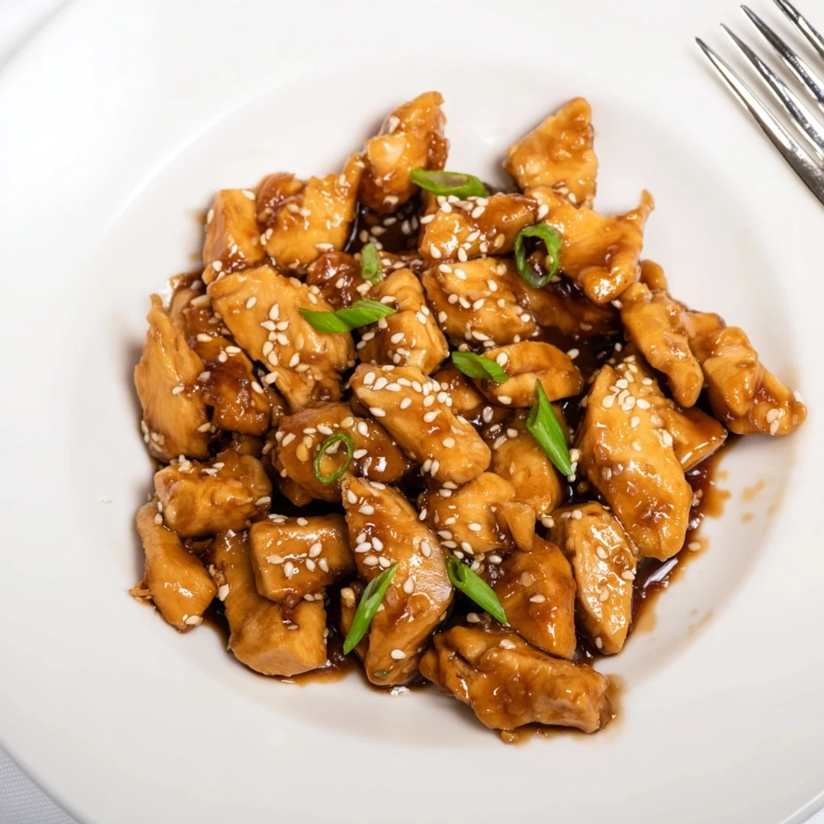 Tender shredded Crockpot Teriyaki Chicken served over white rice sprinkled with toasted sesame seeds