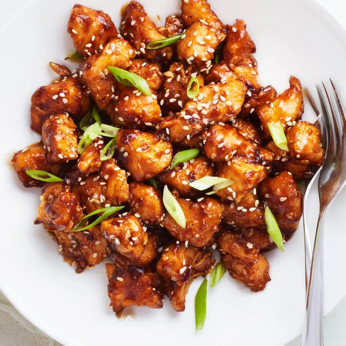 Golden brown Crockpot Teriyaki Chicken thighs coated in thick savory teriyaki glaze in slow cooker