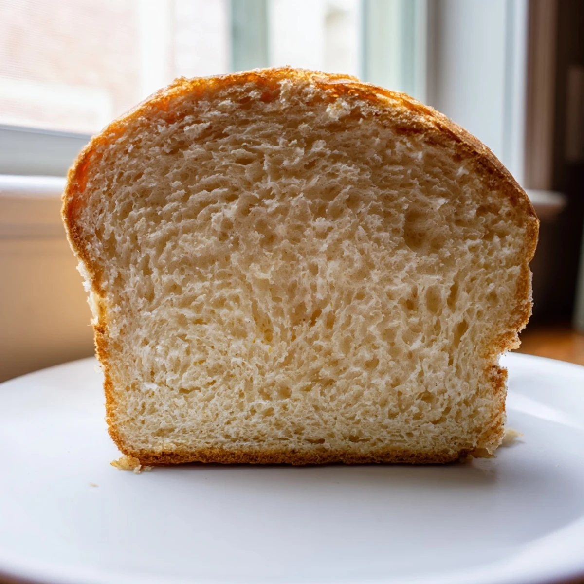 Golden zero carb yogurt bread loaf sliced revealing fluffy white interior perfect for keto sandwiches