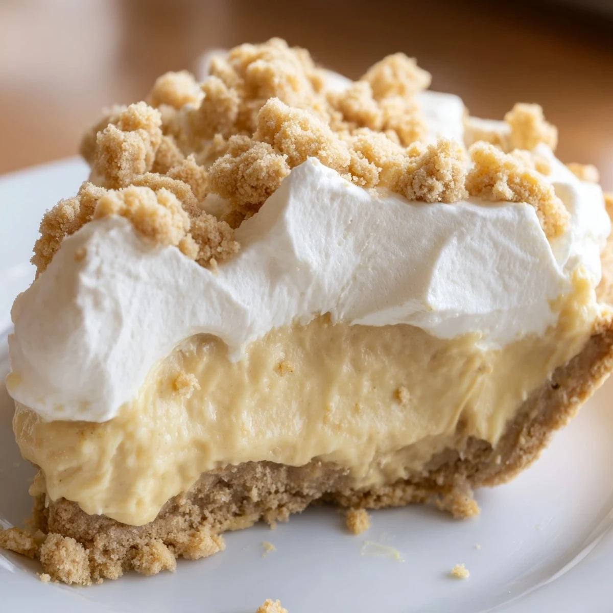 Creamy Amish peanut butter dream pie with velvety filling and golden crumb topping on delicate crust