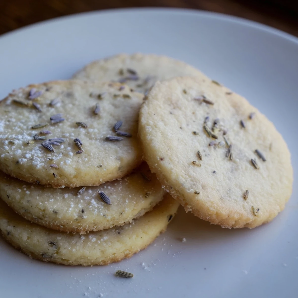 Soft lemon lavender cookies with delicate cracked edges arranged on parchment paper