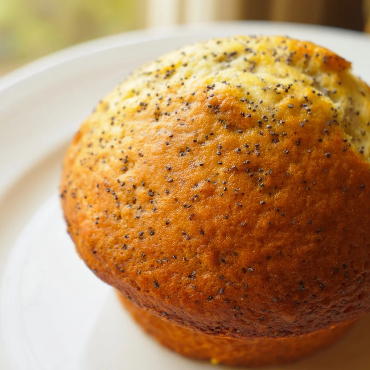 Moist lemon poppy seed muffins speckled with zest in paper liners