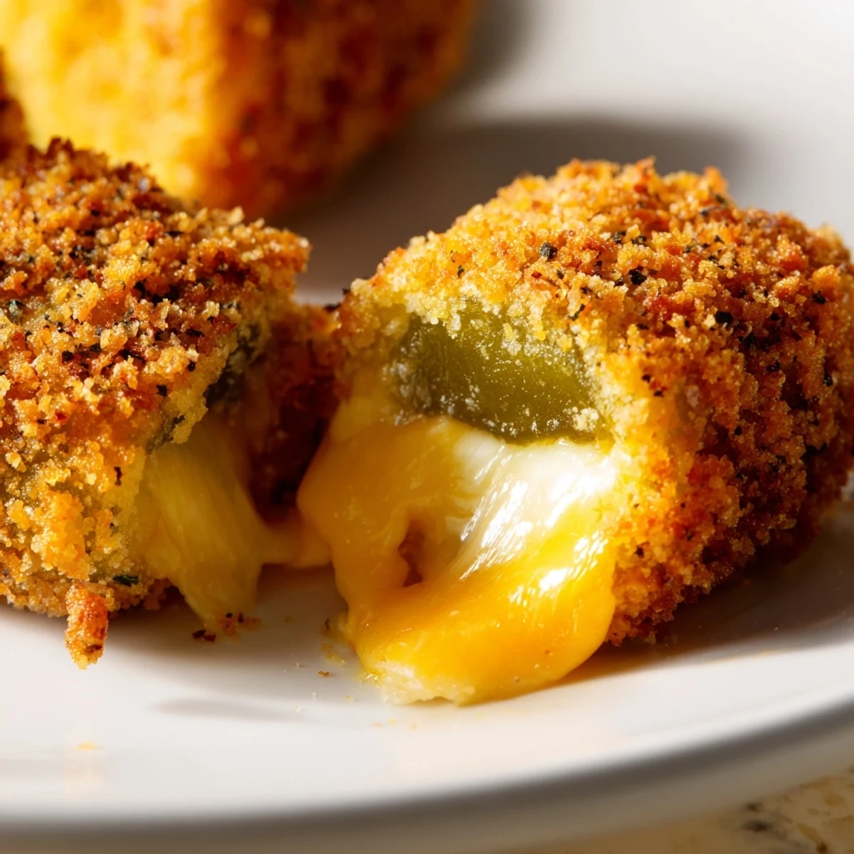 Golden crispy pickle cheese bites served warm with ranch dipping sauce