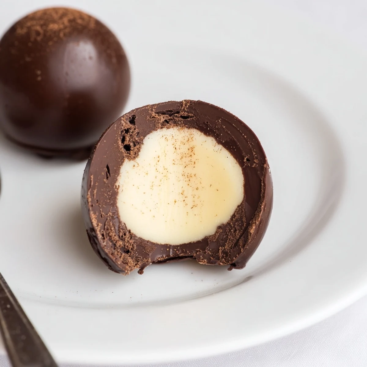 Silky Dark Chocolate Eggnog Truffles with spiced nutmeg aroma, perfect for gifting