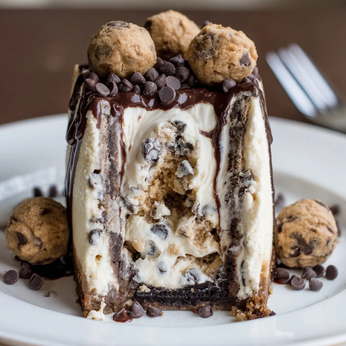 Rustic Chocolate Chip Cookie Dough Cheesecake on springform pan, cooling after baking
