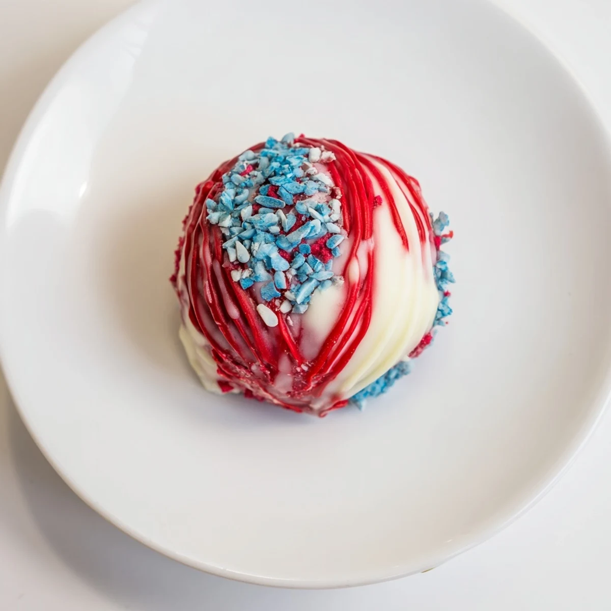 Of July Truffles Creamy And Patriotic arranged on parchment, chilled and gleaming