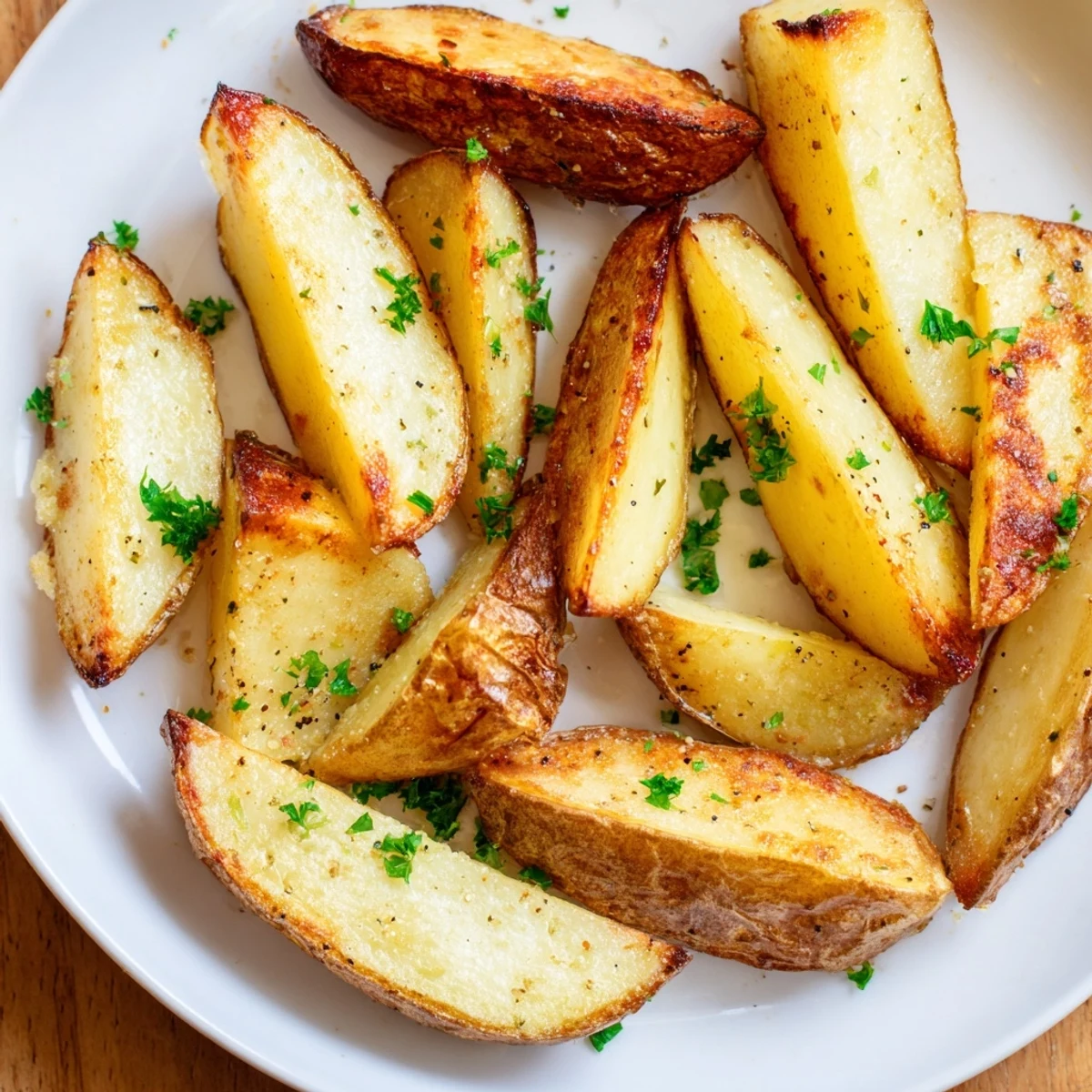 Seasoned Potato Wedges dusted with paprika and garlic, served hot with ketchup